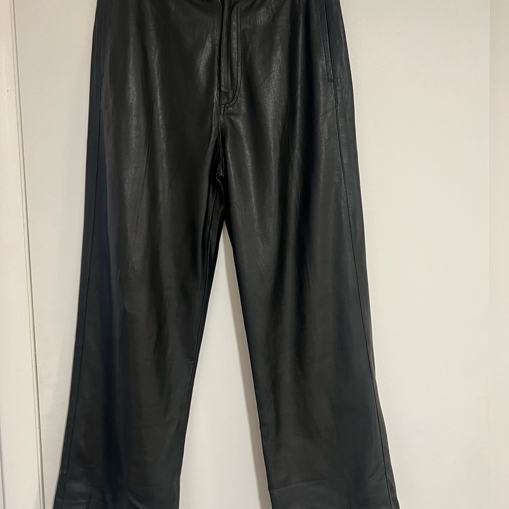 Mango Black Leather Trousers